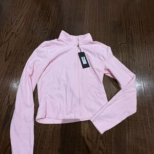 Aritzia Light Pink Zip-Front Bomber Jacket